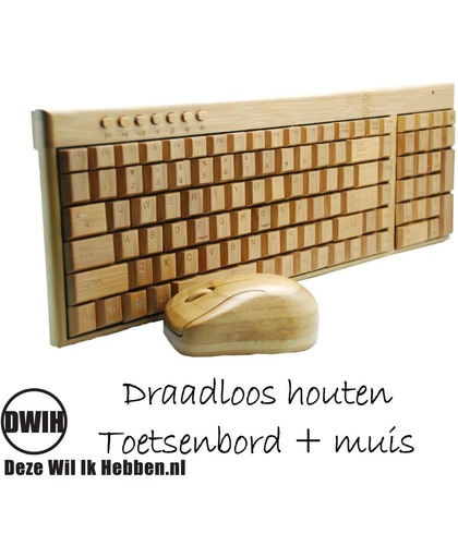 Houten Toetsenbord & Muis Combo Bamboe Draadloos