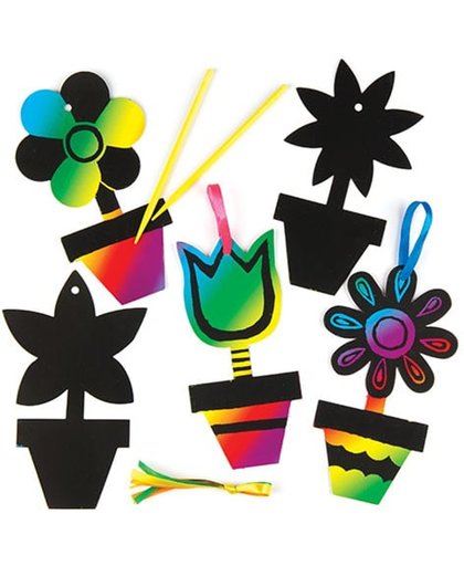 Kraskunst met bloemen   Creatieve set waarmee kinderen naar eigen smaak een lente-knutselwerkje kunnen maken en ophangen (10 stuks per verpakking)