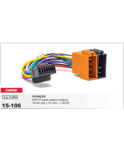 auto radio aansluitkabel / verloopkabel geschikt voor PIONEER DEH P-series (select models) 16-pin(24x10mm) -<gt/> ISO(female) Audiovolt 15-106
