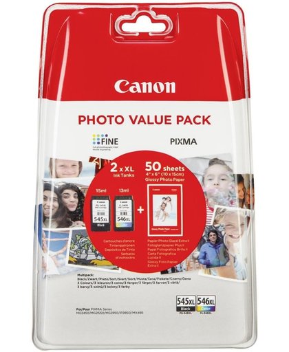 Canon PG-545XL/CL546XL inktcartridge Zwart, Cyaan, Geel, Magenta 8 ml 9 ml