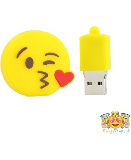Kusmondje Emoji USB Stick 16gb - Prachtige 3D geprinte Kus Emoji - Bekend van Whatsapp