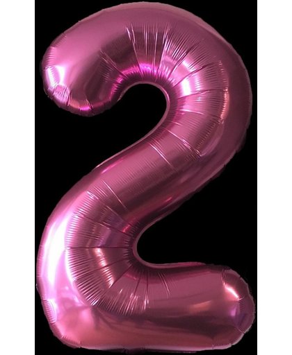 Cijferballon - roze - 97 cm nummer 2 professionele kwaliteit