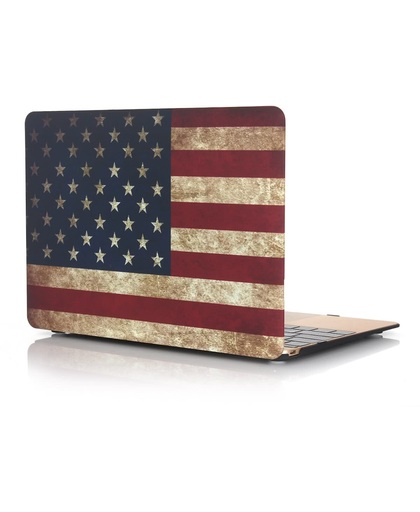 Macbook Case voor Macbook Air 11 inch - Laptoptas - Hard Case - Retro Amerikaanse Vlag