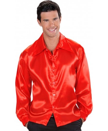 Rode satijnachtige blouse voor mannen