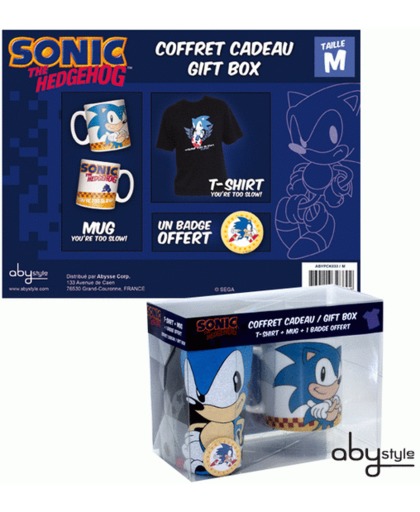 Sonic the Hedgehog Gift Box (T-shirt Size M + Mok + Badge)