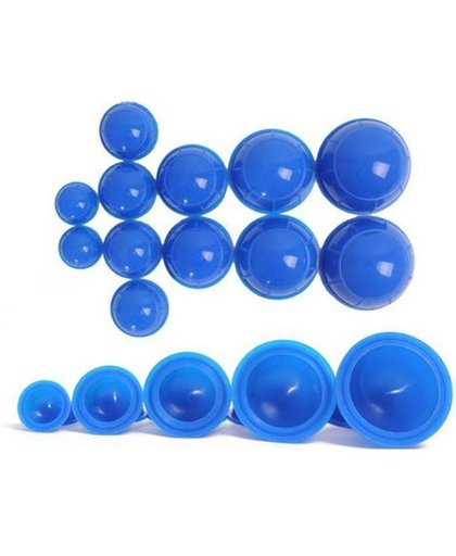Cuppingset  siliconen voor cupping, 12 delig blauw