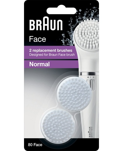 Braun Face 80 –  Ontwikkeld voor de Braun Face reinigingsborstel - 2 vervangborstels - Epilator