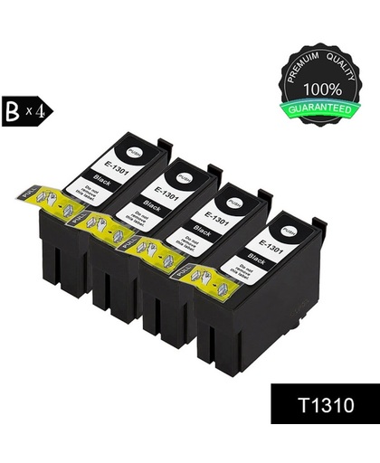 4 Compatible Zwart Inktcartridges T1301 voor Epson Stylus Office B42WD, Epson Stylus Office BX525WD, Epson Stylus Office BX535WD
