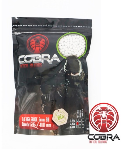 Cobra Tactical Solutions Airsoft BB's 0.30g 6mm - 1kg - Bio degradable - wit