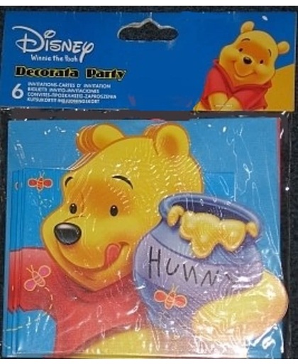 Winnie the Pooh - 6 uitnodigingen met envelop