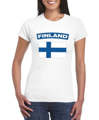 Finland t-shirt met Finse vlag wit dames XL