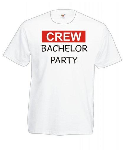 Mijncadeautje Heren T-shirt wit maat M Crew, bachelor party