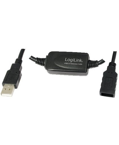 LogiLink 10m USB - USB 2.0 M/F 10m USB A USB A Mannelijk Vrouwelijk Zwart USB-kabel