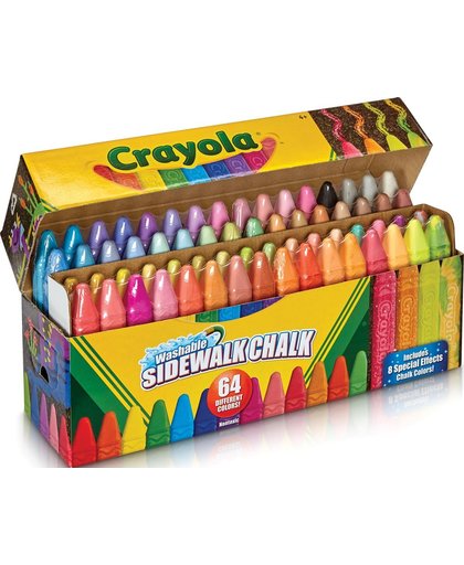 6x Crayola stoepkrijt, doos met 64 stuks in geassorteerde kleuren