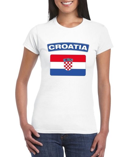 Kroatie t-shirt met Kroatische vlag wit dames XL
