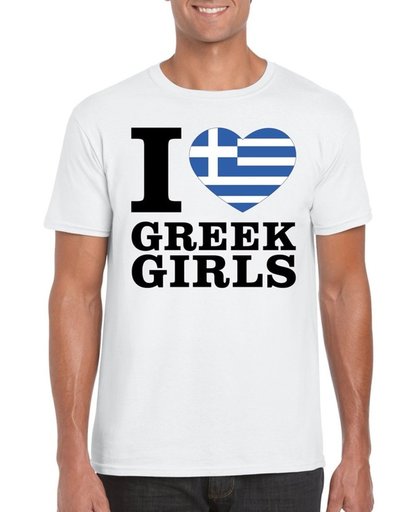 I love Greek girls t-shirt wit heren - Griekenland shirt L