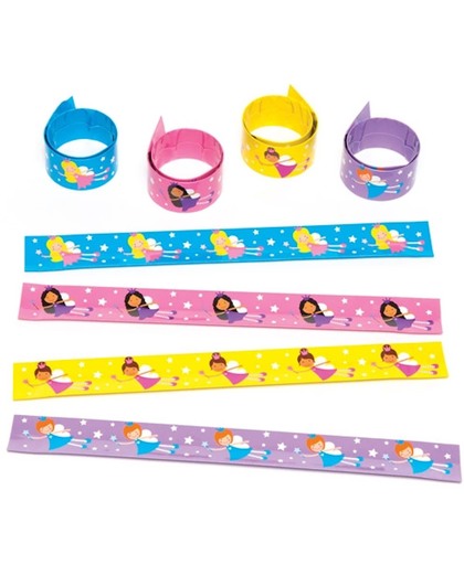 Klaparmbanden met sprookjesprinses voor kinderen om te dragen – een perfect cadeautje voor uitdeelzakjes voor kinderen (verpakking van 4)