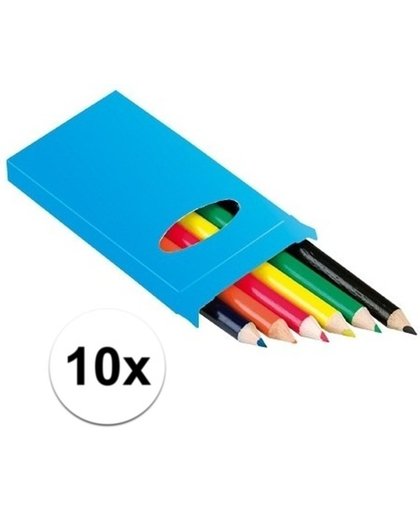 10x setje potloden 6 stuks gekleurd