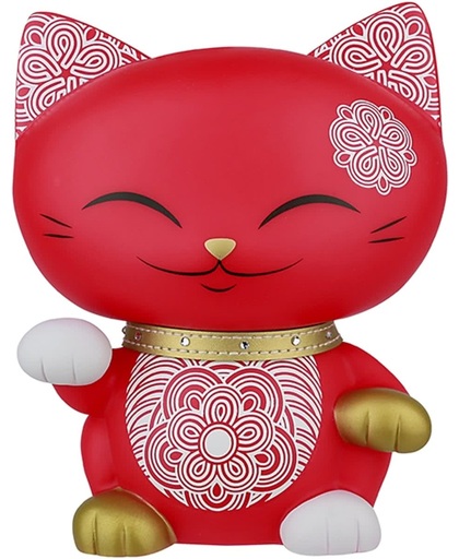 Mani the Lucky Cat (Maneki Neko) - Spaarpot met bedel - rood