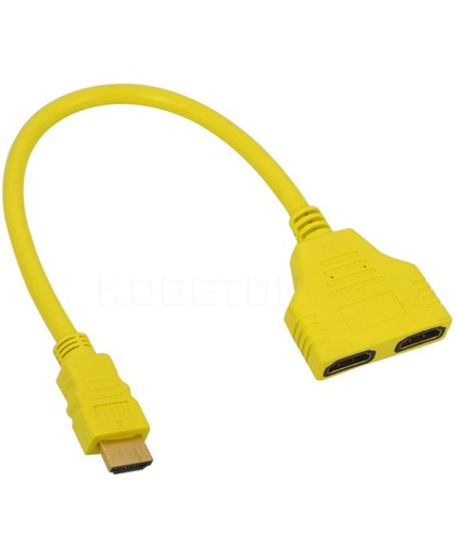 HDMI Male naar 2 HDMI Female Y adapter verdeler - Geel