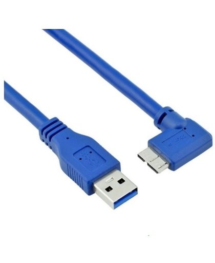 Coretek USB naar USB Micro B kabel - USB3.0 haaks - blauw - 0,30 meter
