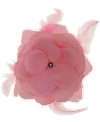 Feest decoratie/haarbloem roze 10 cm