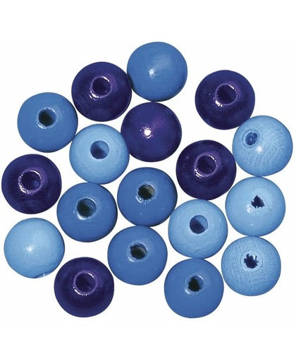 Blauw gekleurde houten kralen 6 mm