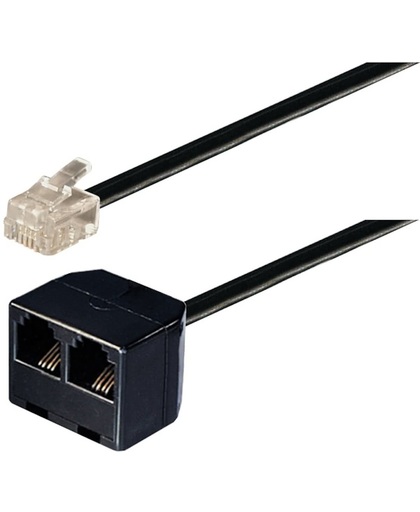 S-Impuls Telefoon splitter kabel 1x RJ11 (m) - 2x RJ11 (v) / zwart - 3 meter