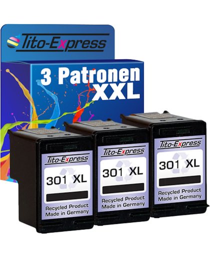 Tito-Express PlatinumSerie PlatinumSerie® 3 Cartridge/Patronen compatibel voor HP 301 XL Black met chip zodat de vulstand weer gaat