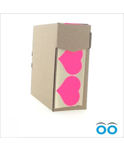 Hart etiketten fluor pink (doos van 500 stuks)