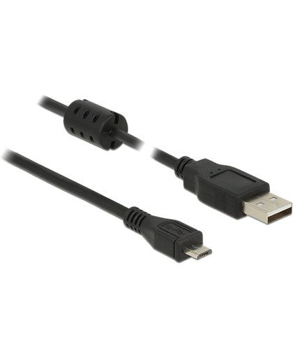 DeLOCK 0.5m, USB 2.0-A/USB 2.0 Micro-B 0.5m USB A Micro-USB B Mannelijk Mannelijk Zwart USB-kabel