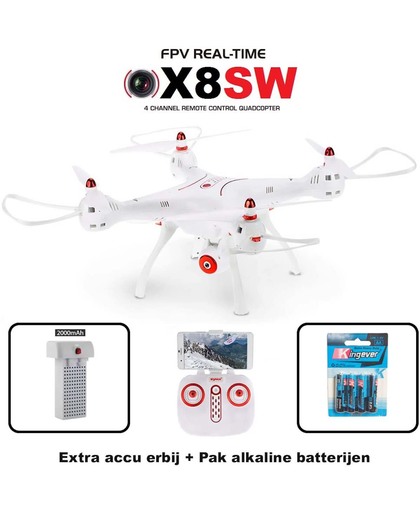 Drone Syma X8SW FPV 720P HD Camera quadcopter + Combi set( Extra accu en 4x batterijen origineel)