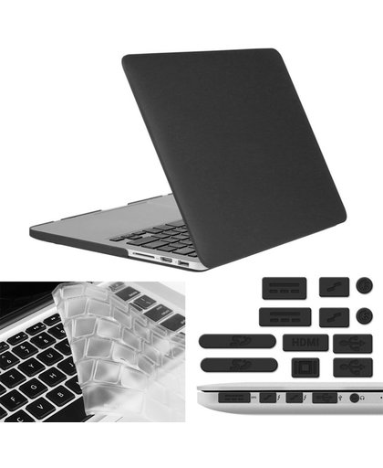 ENKAY Hat-Prince 3 in 1 Frosted Hard Shell Plastic beschermings hoesje met toetsenbord Guard & Port stof plug voor Macbook Pro Retina 15.4 inch(zwart)