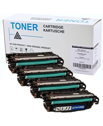 Toners-kopen.nl HP CE340A 651A zwartHP CE341A 651A cyaanHP CE342A 651A geelHP CE343A 651A magenta Set 4x alternatief - compatible Toner voor Hp 651A Laserjet 700 M775