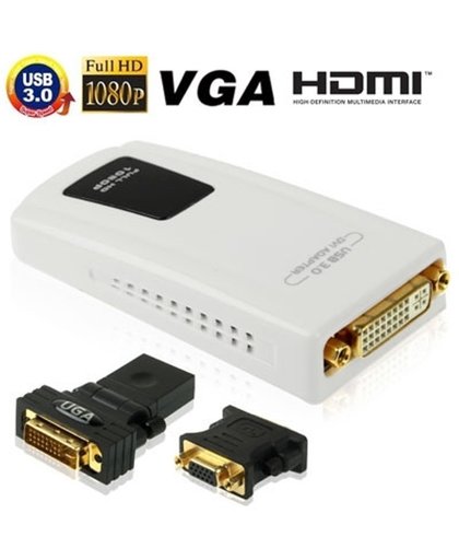 USB 3.0 naar DVI / VGA / HDMI Adapter, ondersteunt Full HD 1080P, uitbreidbaar tot 6 weergave apparaten