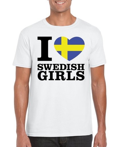 I love Swedish girls t-shirt wit heren - Zweden shirt 2XL