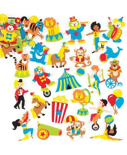 Foam stickers met circusthema voor kinderen om te versieren - Hobby- en knutselspullen, kaarten en scrapbooking (120 stuks per verpakking)