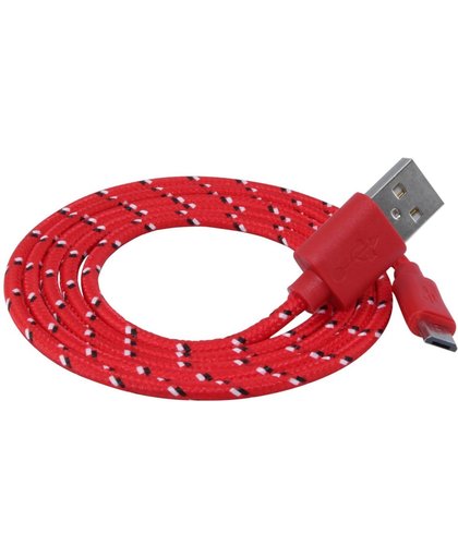 Trend24 - USB Kabel met Micro aansluiting 1 Meter / 100 cm in rood van stof