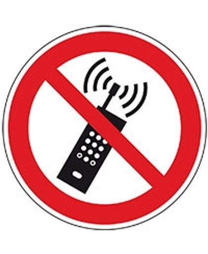 Verbodssticker 'Mobiel telefoneren verboden’, ISO 7010, Ø 50 mm (10/vel)