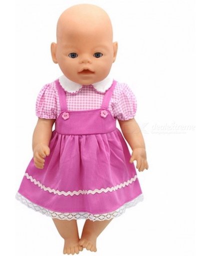 Lief roze jurkje voor Baby Born of andere pop - Poppenkleding meisje - Jurk/kleertjes