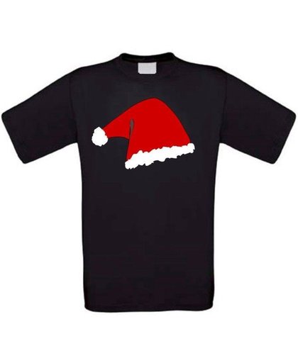 T-shirt met een mooie rode kerstmuts  maat 134/146 zwart
