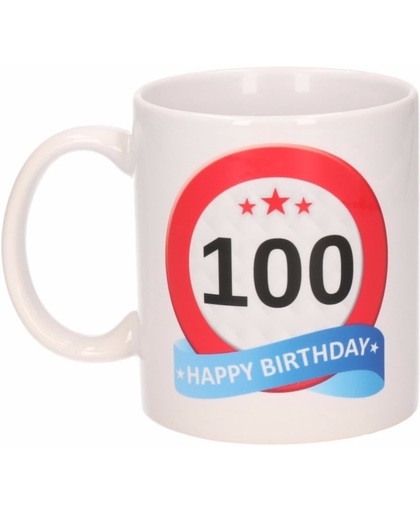 Verjaardag 100 jaar verkeersbord mok / beker