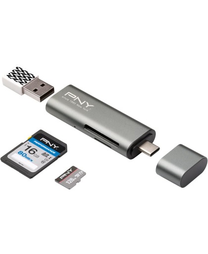 PNY R-TC-UA-3N1E01-RB USB 3.0 (3.1 Gen 1) Type-C Metallic geheugenkaartlezer