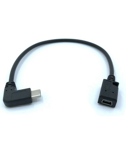 Coretek USB-C (m) naar USB Mini B (v) adapter haaks - USB2.0 / zwart - 0,25 meter