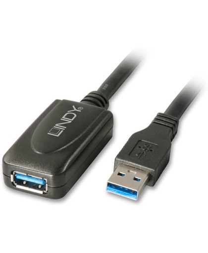 Lindy 5.0m USB 3.0 M/F 5m USB A USB A Mannelijk Vrouwelijk Zwart USB-kabel