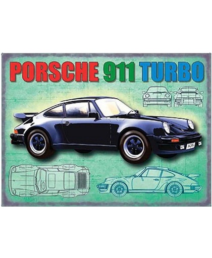 Grote muurplaat Porsche 911 Turbo 30x40cm