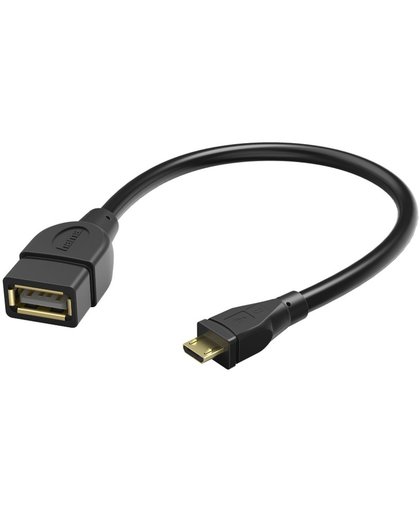 Hama Adapterkabel OTG micro USB-USB 15 cm zwart