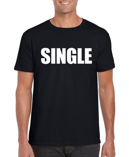 Single/ vrijgezel tekst t-shirt zwart heren S