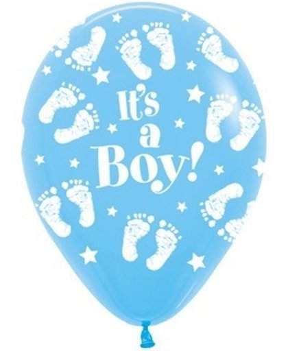 Voordeelpak 100 stuks Its a boy blauwe latex ballon 30 cm hoge kwaliteit voor geboorte