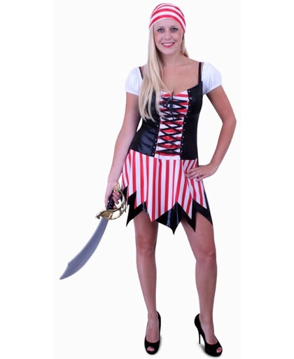 Piraat Piraat vrouw - Kostuum - Polyester- Maat 36-38 - Zwart Rood